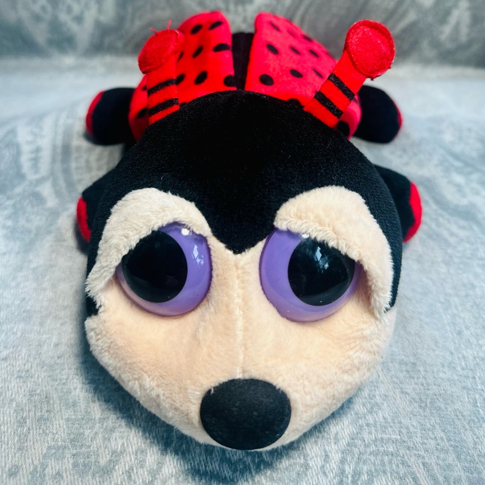 Russ Berrie Lil Peeps Plush Ladybug Toy with Purple Eyes